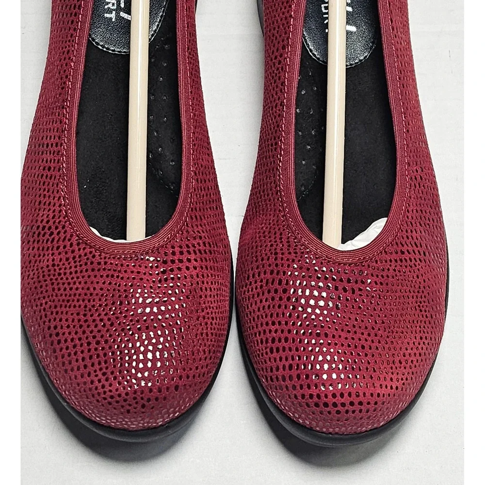 Vaneli Sport Donia Amaranto E Printed Leather Ballet Wedge Pumps Women's 6 M NEW